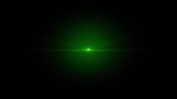 Boucle Centre Scintillant Vert Étoiles Rayons Lumières Lentilles Optiques Fusées — Video