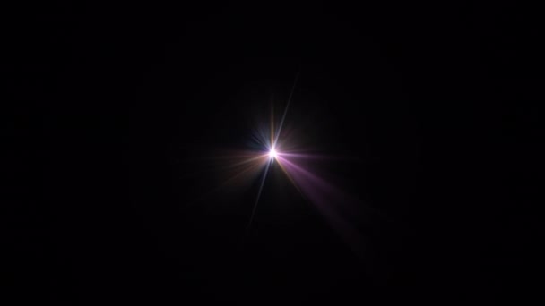 Centro Del Bucle Abstracto Brilla Con Luces Lentes Ópticas Estrellas — Vídeos de Stock
