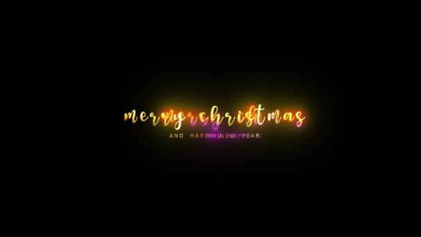 Boldog Karácsonyt Boldog Évet Arany Szöveg Fény Mozgás Hiba Cyber — Stock videók