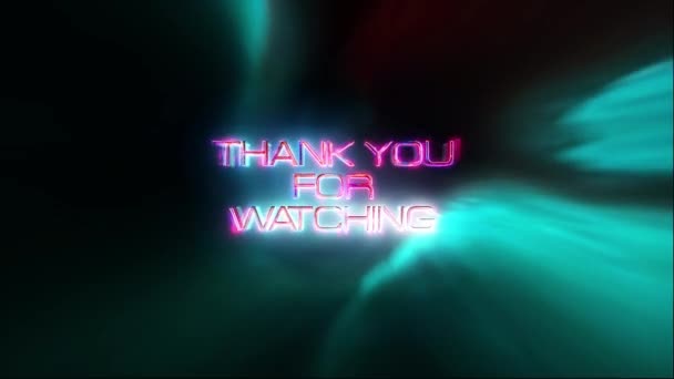 Dziękujemy Oglądanie Różowy Neon Tekst Abstrakcyjny Sci Słowo Futurystyczny Film — Wideo stockowe