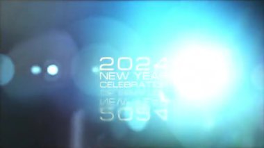 2024 Yeni Yıl Kutlaması Altın Lazer metin animasyonu siyah soyut arkaplan üzerine sinematik başlık. Kış etkinliğini kutlamak için Noel ve yeni yıl temalı arka plan
