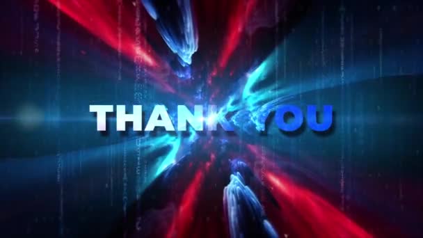 Спасибо Светящемуся Тексту Научно Технологическому Футуристическому Кинофильму Красно Синим Фоном — стоковое видео