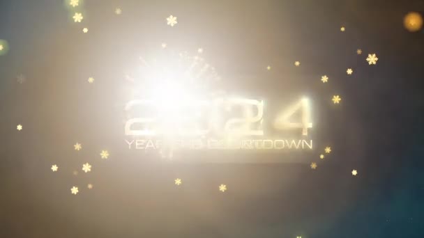 2024 Happy New Year End Countdown Goldtext Glanz Mit Fallenden — Stockvideo