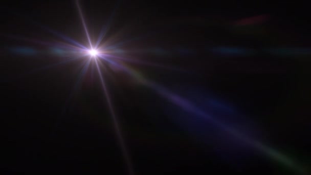 Різнокольорова Оптична Лінза Спалахує Сяючим Світлом Анімаційне Мистецтво Чорному Абстрактному — стокове відео