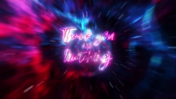 Bedankt Voor Het Kijken Naar Roze Neon Tekst Abstracte Sci — Stockvideo