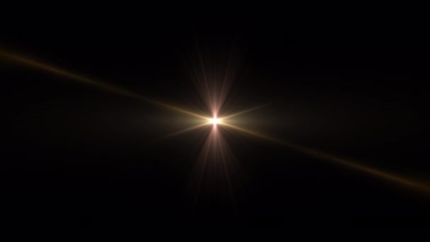 Цикл Мерехтливий Центр Обертається Світіння Золотих Променів Запалює Оптичну Лінзу — стокове відео