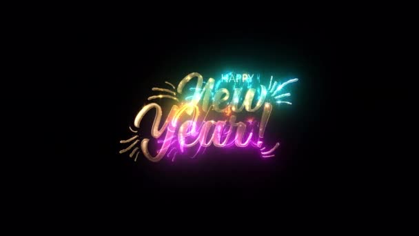 Šťastný Nový Rok Zlatý Text Lehkým Pohybem Závada Kyber Punk — Stock video