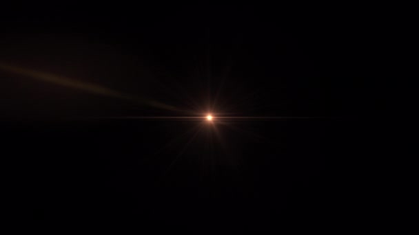Loop Κέντρο Τρεμοπαίζει Χρυσό Αστέρι Ακτίνες Φώτα Οπτικοί Φακοί Φωτοβολίδες — Αρχείο Βίντεο