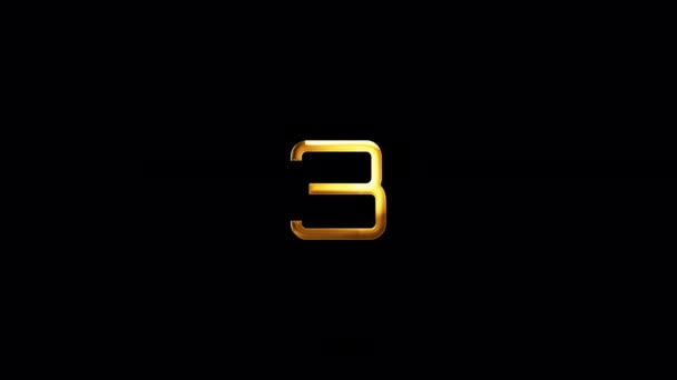 Loop Number Three Gold Text Shine Light Motion Effect Animation — Stock Video