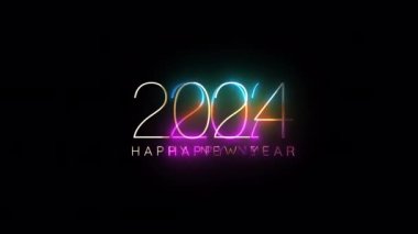 2024 Mutlu Yıllar. Hafif hareket arızalı, siber punk efektli, soyut arka plan animasyonu. Alfa kanalı Quicktime Prores 444 ile izole edilmiş.. 