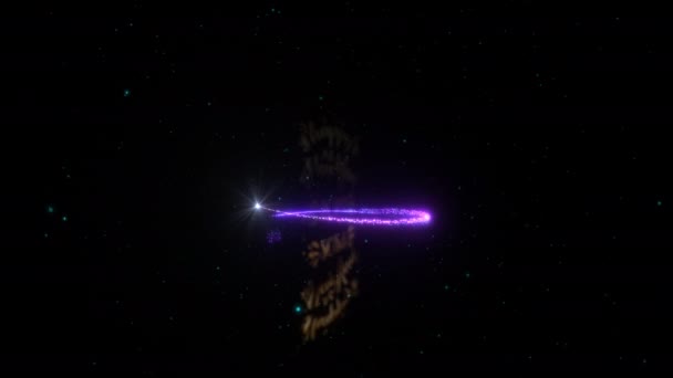 金文新年快乐2024带着美丽的紫光闪耀的魔法粒子动画片片名背景 新年快乐动画背景 — 图库视频影像