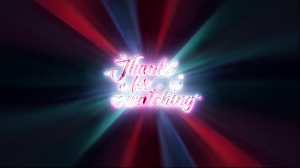 Obrigado Por Assistir Neon Rosa Texto Abstrato Palavra Título Cinematográfico — Vídeo de Stock