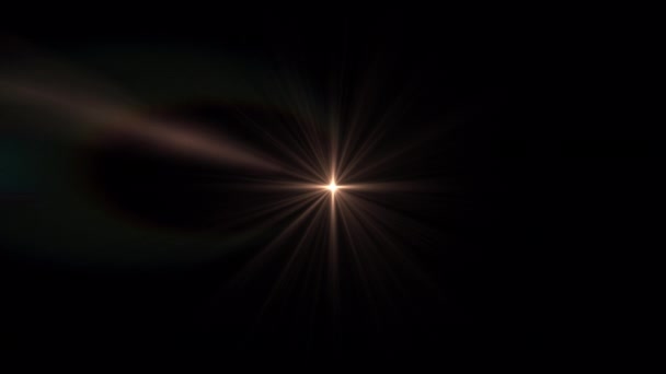 Центр Петли Вращающихся Мерцающих Светящихся Золотых Звездных Лучей Освещает Оптические — стоковое видео
