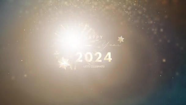 2024 Feliz Ano Novo Letscelebrar Texto Ouro Com Queda Flocos — Vídeo de Stock