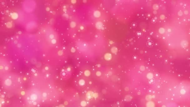 Seamless Loop Beautiful Glow Pink Bokeh Snowflakes Motion Abstract Pink — Stock Video