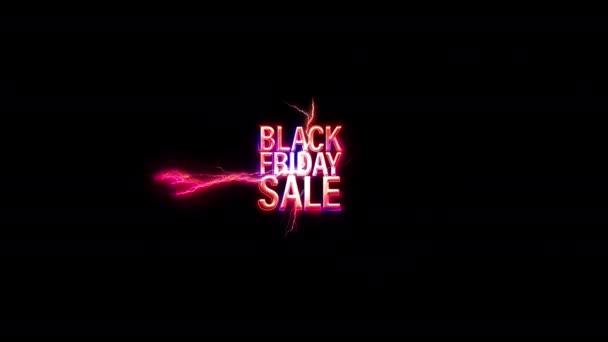 Black Friday Blask Różowy Neon Streszczenie Błyskawica Tekst Animacja Czarnym — Wideo stockowe
