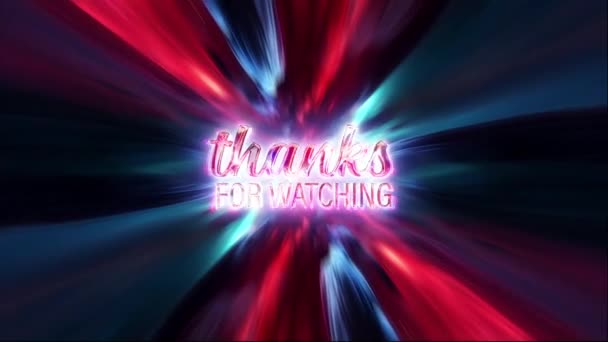 ピンクのネオン3Dテキスト抽象科学を観てくれてありがとう 未来的な映画Hitechタイトルの背景 エンド スケンス トレーラーのための終わりのカバー — ストック動画