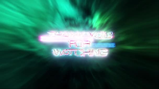 Thank You Watching Pink Neon Text Abstract Sci Word Futuristic — Stock Video