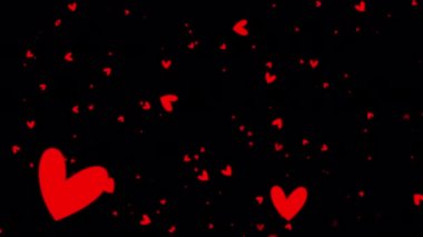 Soyut döngü kırmızı kalpler siyah arkaplan üzerine düşen animasyon. Sevgililer Günü için animasyon, doğum günü partisi, düğün ya da herhangi bir tatil için. Romantik animasyon için arka plan. Alfa Kanalı 444 'ü ayır.