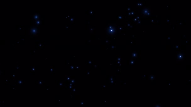 Абстрактна Петля Світиться Синіми Зірками Частинки Пилу Течуть Анімацією Чорному — стокове відео