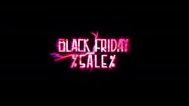 Black Friday Sale Blask Różowy Neon Streszczenie Błyskawica Tekst Animacja — Wideo stockowe