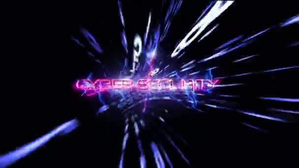 Cyber Security Glöd Neon Rosa Text Ljus Rörelse Effekt Cinematic — Stockvideo