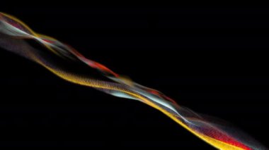 Fütürist yüksek teknoloji arka planı için soyut döngü örgü örgüsü parlak dijital parçacıklar dalga akışı, dijital veri akışının hareketi. Büyük veri arkaplanı kavramı. Siber ya da teknoloji geçmişi