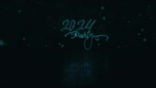 2024 Frohes Neues Jahr Party Bunt Leuchten Neon Laser Text — Stockvideo