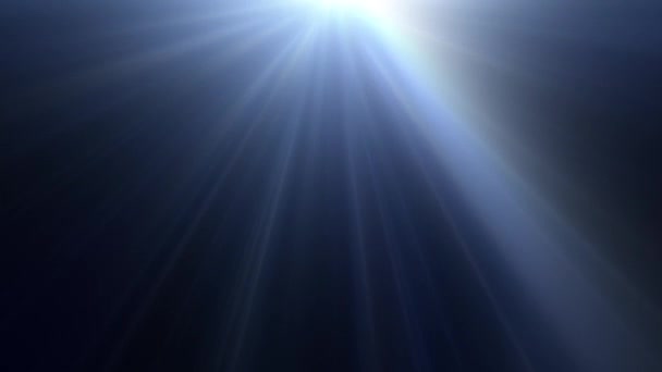 ループトップセンターブルー光学レンズフレアライト光線アニメーションアート背景 照明ランプの光線効果動的明るいビデオ映像 — ストック動画