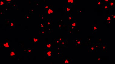 Siyah arkaplanda soyut döngü akışı kırmızı kalp animasyonu. Sevgililer Günü için animasyon, doğum günü partisi, düğün ya da herhangi bir tatil için. Romantik animasyon için arka plan. Alfa kanalı Quicktime Prores 444 ile izole edildi.