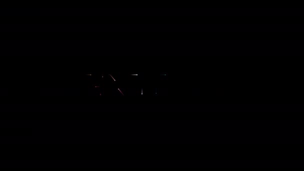 Fintech Glöd Färgglada Neon Laser Text Glitch Effekt Animation Cinematic — Stockvideo