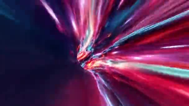 抽象ループカラフルなハイパースペース宇宙銀河ワープトンネルアニメーション 3Dアート無限ループサイエンスフィクションピンクハイパースペース渦トンネル グラニーピンクの赤ワームホールのダークトンネルでの宇宙旅行飛行 — ストック動画