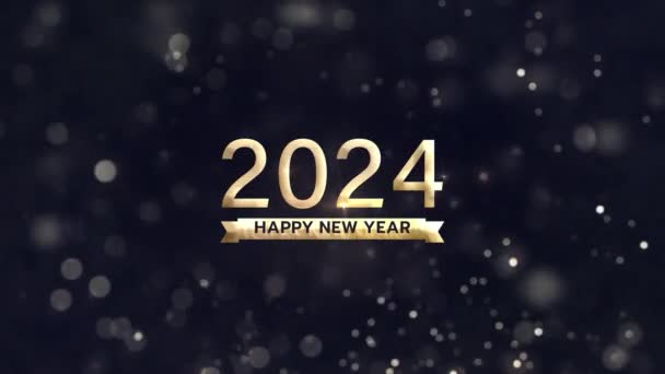 2024 Frohes Neues Jahr Goldener Text Lichtbewegung Mit Goldenem Bokeh — Stockvideo
