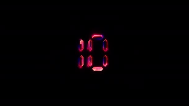 Nummer Tio Glöd Rosa Neon Abstrakt Blixt Glitch Text Animation — Stockvideo