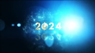 2024 Mutlu Yıllar hafif hareket arızalı siber punk etkisi animasyonu soyut arka grund.