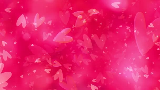 Animationsschleife Aus Rosa Herzpartikeln Bokeh Fliegen Auf Rosa Roten Gradientenlinien — Stockvideo