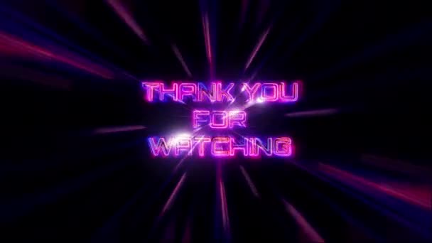 Obrigado Por Assistir Neon Rosa Texto Abstrato Palavra Futurista Título — Vídeo de Stock