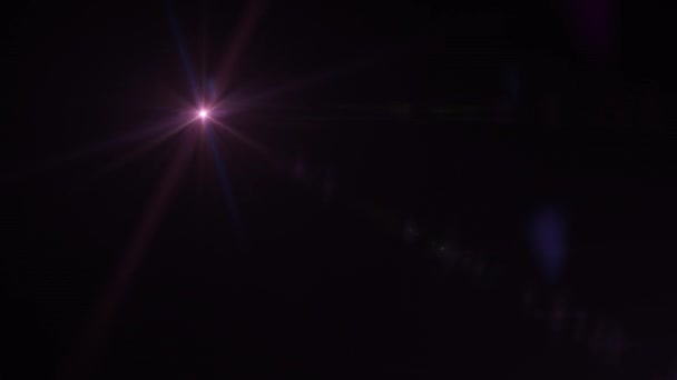 Abstrakcyjne Wielobarwne Rozbłyski Soczewek Optycznych Świecą Światło Rozbłysk Animacji Czarnym — Wideo stockowe