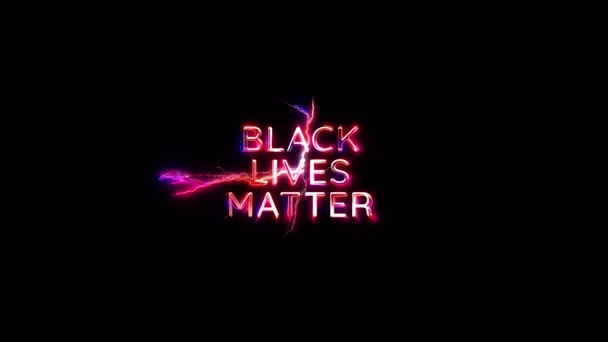 Black Lives Matter Светятся Розовым Неоновым Цветом Черном Фоне — стоковое видео