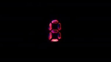 Numbe 8 parlak pembe neon soyut aydınlatma arızası siyah soyut arkaplan üzerinde metin animasyonu  