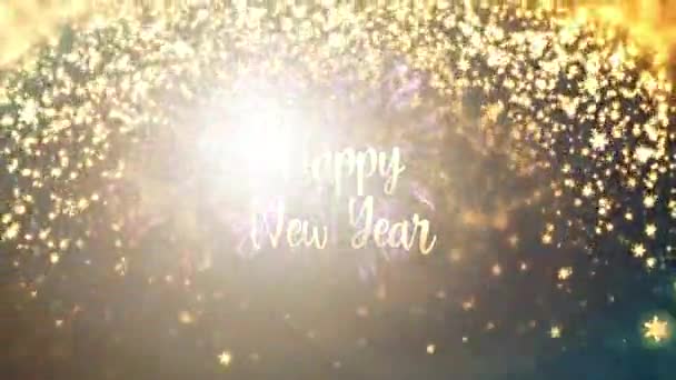 Happy New Year Golden Text Shine Light Animation Beautiful Gold — Stock Video