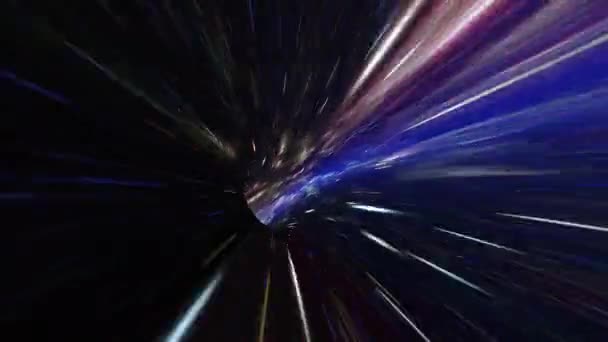 抽象ループカラフルなハイパースペース宇宙銀河ワープトンネルアニメーションの背景 3Dアート無限ループサイエンスフィクションサイエンスフィクションはハイパースペース渦トンネルを発射します — ストック動画