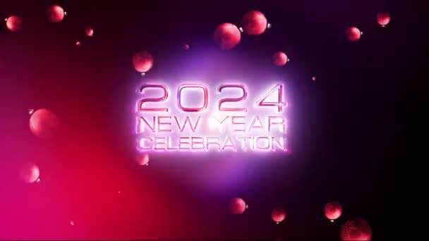 2024 Yeni Yıl Kutlamaları Nda Kırmızı Yılbaşı Toplarıyla Parlayan Pembe — Stok video