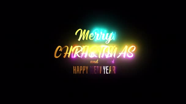 Veselé Vánoce Šťastný Nový Rok Zlatý Text Lehkým Pohybem Závada — Stock video