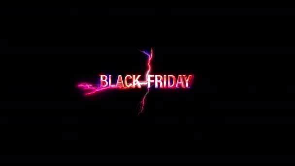 Black Friday Glow Rosa Neon Sammanfattning Blixt Text Animation Svart — Stockvideo