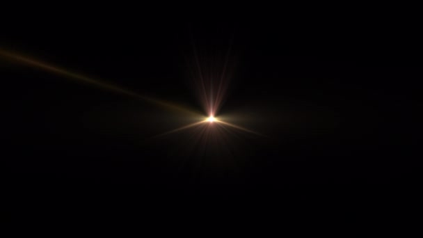 Циклічний Центр Мерехтить Світиться Золотими Зоряними Променями Вогні Оптичної Лінзи — стокове відео
