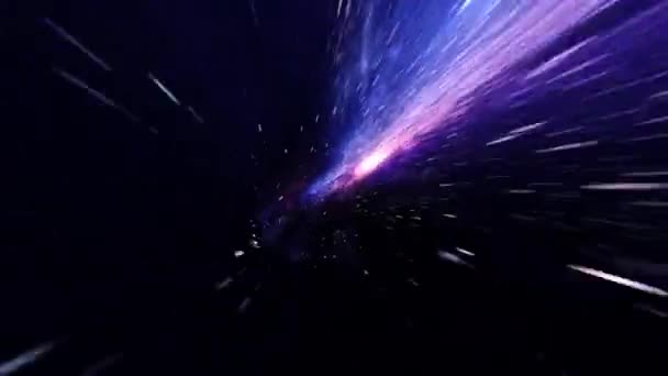 Lazo Abstracto Túnel Urdimbre Hiperespacial Multicolor Azul Oscuro Través Del — Vídeos de Stock