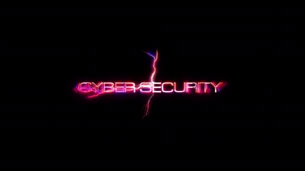 Cyber Security Leuchten Rosa Neon Abstrakt Blitz Glitch Text Animation — Stockvideo