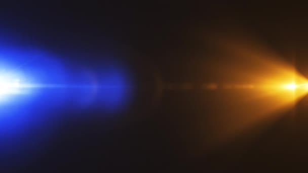 黑色背景下的蓝色橙色光学透镜耀斑动画 — 图库视频影像