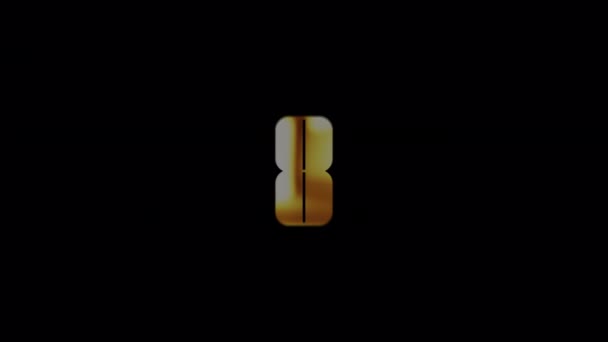 Number Eight Golden Shine Light Motion Text Animation Black Abstract — Stock Video